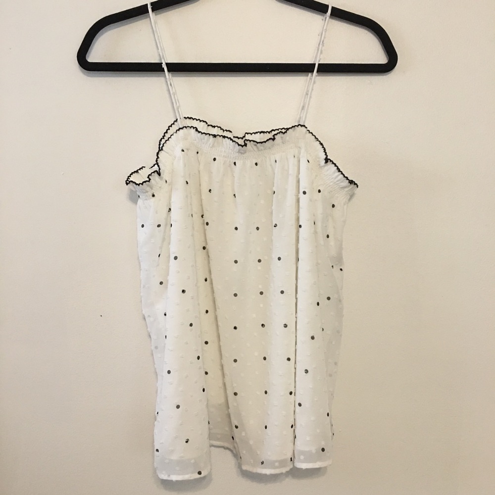 Loft Polka Dot Ruffle Cami/Tank Top Size Small